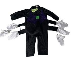 Spider Halloween Costume 2T - Black Velvet  Toddler‎ outfit Web & Bow - Disguise